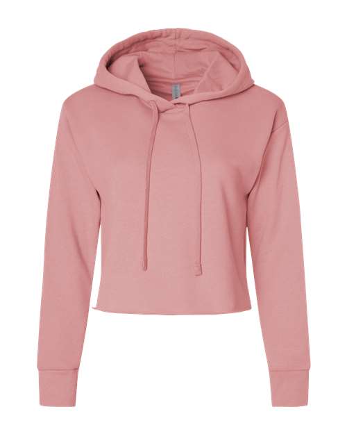 Women's Laguna Sueded Raw Edge Crop Hoodie Sweatshirt - Desert Pink Front