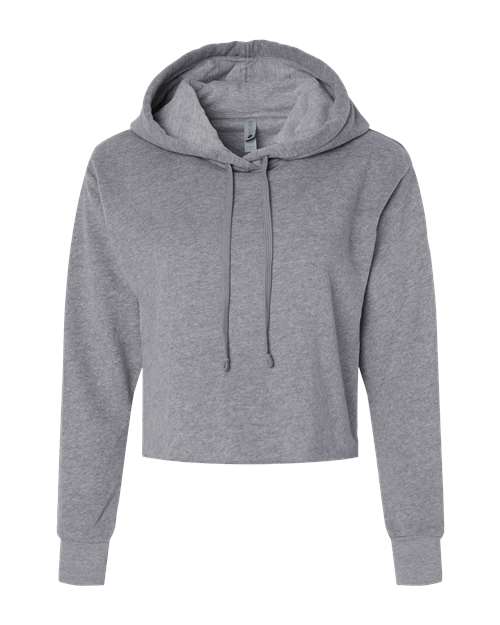 Women's Laguna Sueded Raw Edge Crop Hoodie Sweatshirt - Heather Grey Front
