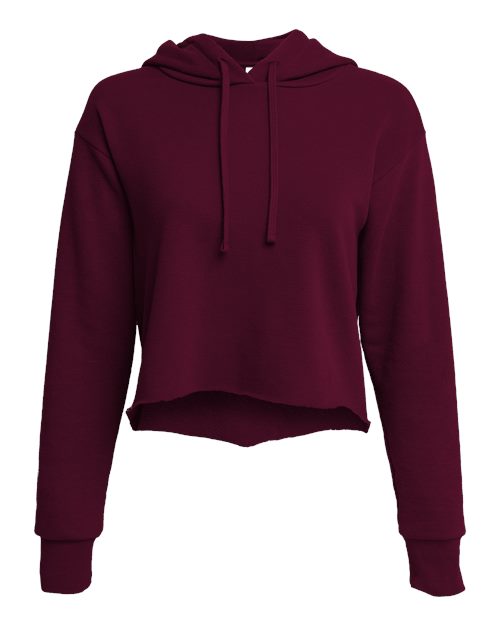 Women's Laguna Sueded Raw Edge Crop Hoodie Sweatshirt - Maroon Front