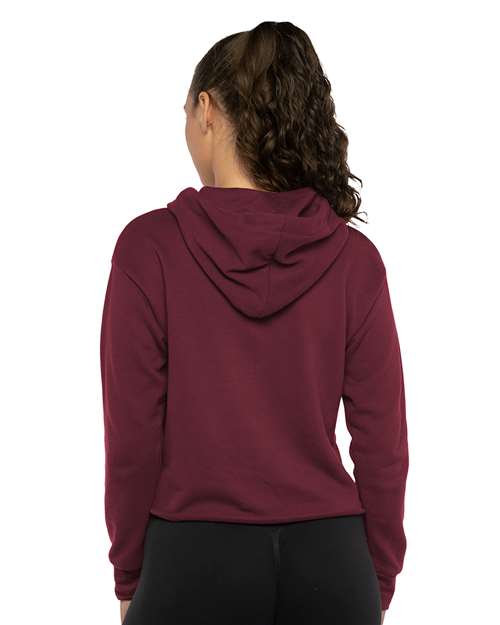 Women's Laguna Sueded Raw Edge Crop Hoodie Sweatshirt - Maroon Back