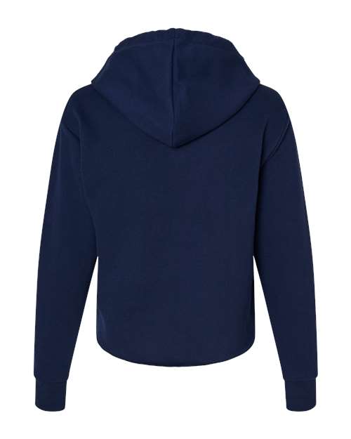 Women's Laguna Sueded Raw Edge Crop Hoodie Sweatshirt - Midnight Navy Back
