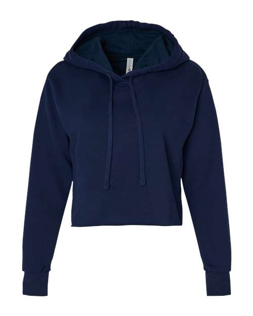 Women's Laguna Sueded Raw Edge Crop Hoodie Sweatshirt - Midnight Navy Front
