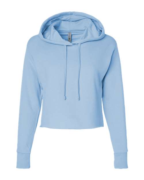 Women's Laguna Sueded Raw Edge Crop Hoodie Sweatshirt - Stonewash Denim Front