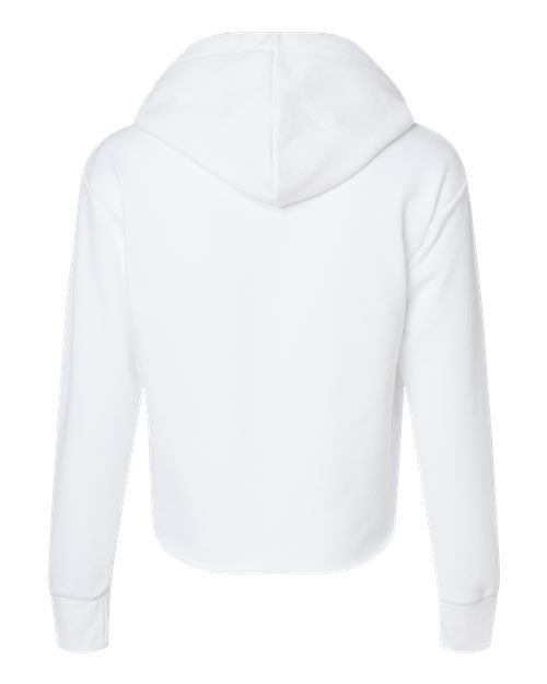 Women's Laguna Sueded Raw Edge Crop Hoodie Sweatshirt - White Back