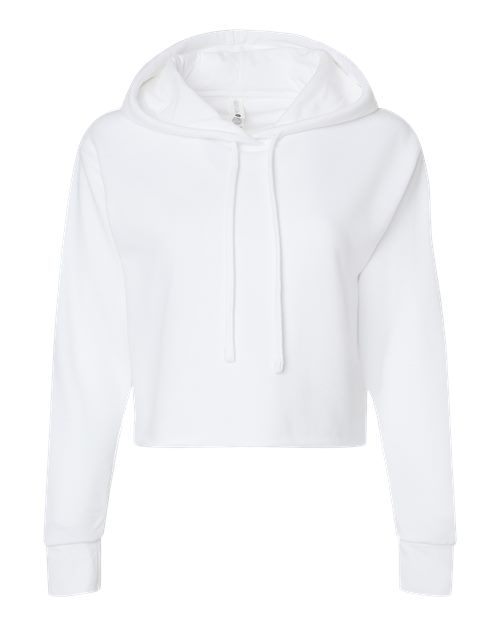Women's Laguna Sueded Raw Edge Crop Hoodie Sweatshirt - White Front
