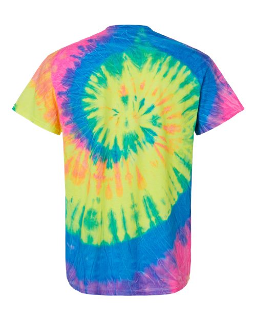 Unisex Multi-Color Tie-Dyed T-Shirt - Neon Rainbow Back