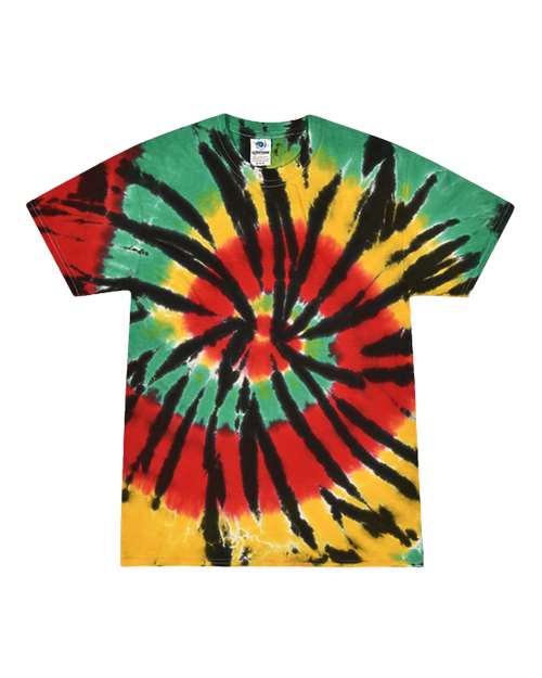Unisex Multi-Color Tie-Dyed T-Shirt - Rasta Web Front