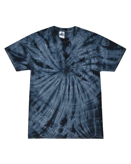 Unisex Multi-Color Tie-Dyed T-Shirt - Spider Navy Front