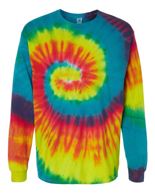 Unisex Tie-Dyed Long Sleeve T-Shirt - Reactive Rainbow Front