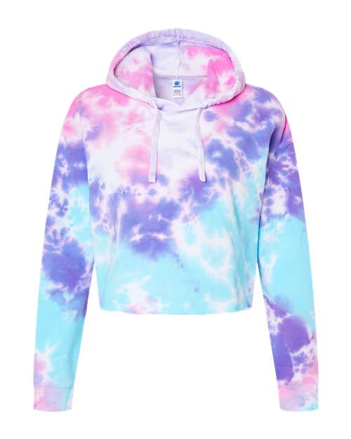 Women's Tie-Dyed Crop Hooded Sweatshirt - Cotton Candy Front