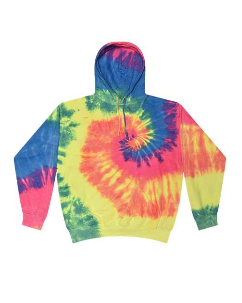 Unisex Tie-Dyed Hooded Sweatshirt - Neon Rainbow Front