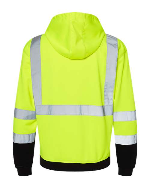 Unisex Hi-Vis Hooded Sweatshirt - Lime Back