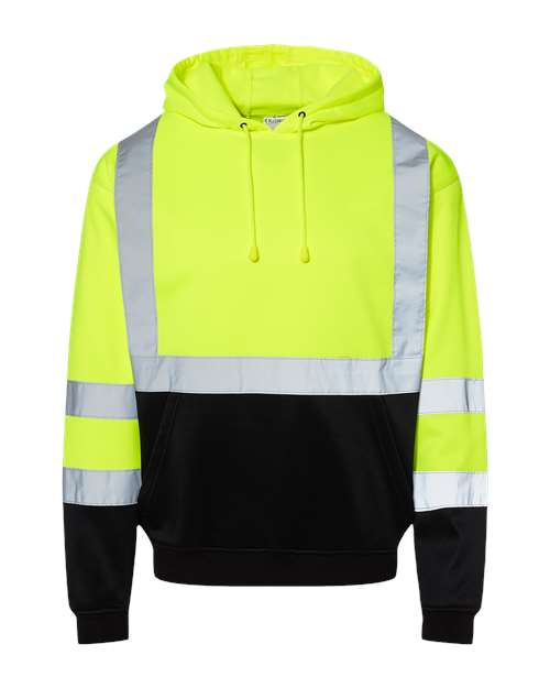 Unisex Hi-Vis Hooded Sweatshirt - Lime Front