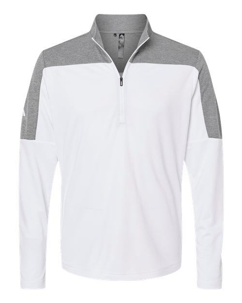Men's Ultimate365 Lightweight Colorblocked Quarter-Zip Pullover - White/ Grey Three Melange Front