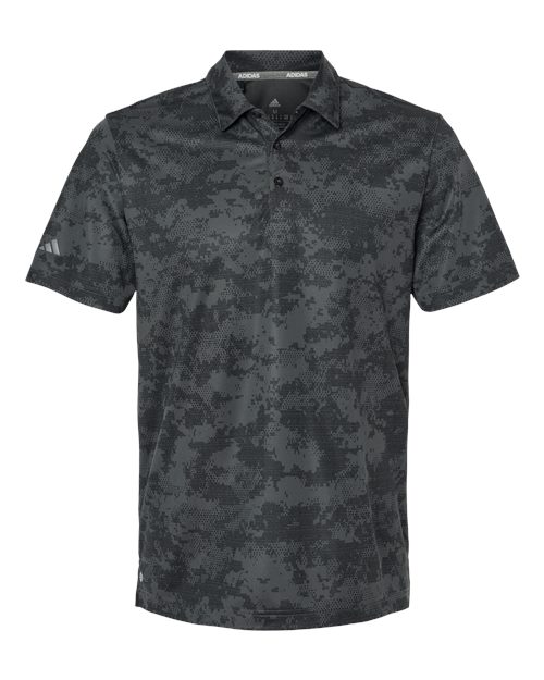 Men's All Over Camo Print Polo - Grey Six Front