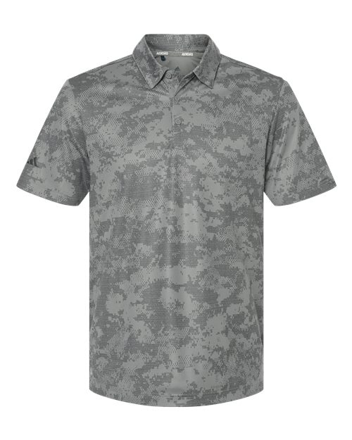 Men's All Over Camo Print Polo - Grey Three Front