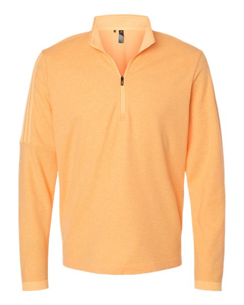 Men's 3-Stripes Quarter-Zip Sweater Pullover - Acid Orange Melange Front