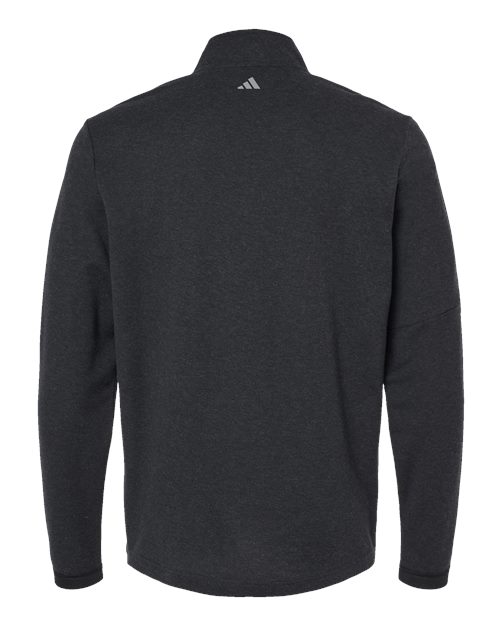 Men's 3-Stripes Quarter-Zip Sweater Pullover - Black Melange Back