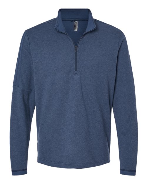 Men's 3-Stripes Quarter-Zip Sweater Pullover - Collegiate Navy Melange Front