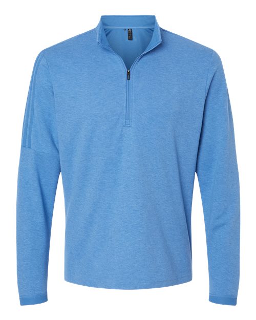 Men's 3-Stripes Quarter-Zip Sweater Pullover - Focus Blue Melange Front