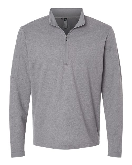 Men's 3-Stripes Quarter-Zip Sweater Pullover - Grey Three Melange Front