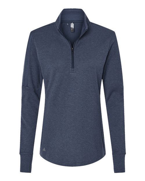 Women's 3-Stripes Quarter-Zip Sweater Pullover - Collegiate Navy Melange Front