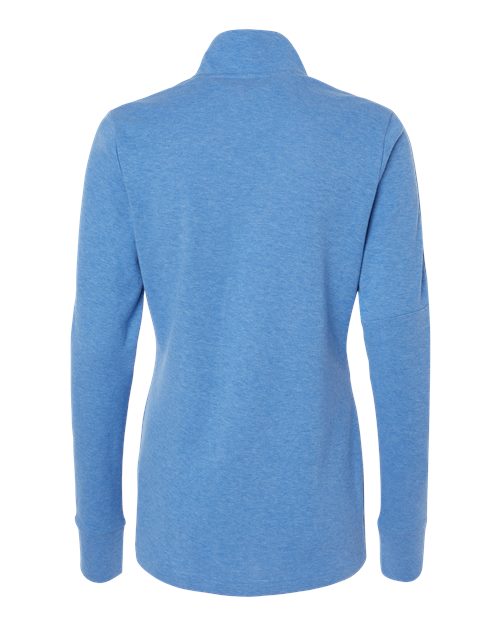 Women's 3-Stripes Quarter-Zip Sweater Pullover - Focus Blue Melange Back