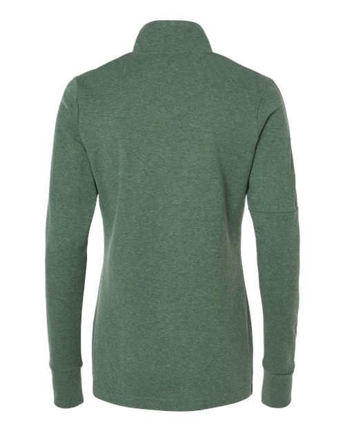 Women's 3-Stripes Quarter-Zip Sweater Pullover - Green Oxide Melange Back