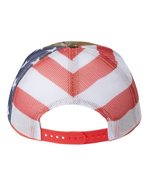 Printed Mesh Trucker Cap - All Purpose/ USA Flag Back