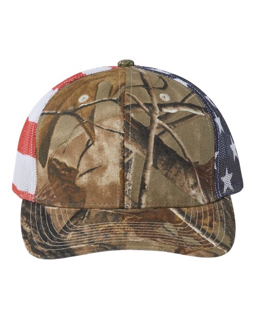 Printed Mesh Trucker Cap - All Purpose/ USA Flag Front