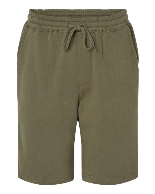 Men's Midweight Fleece Shorts - Army Front