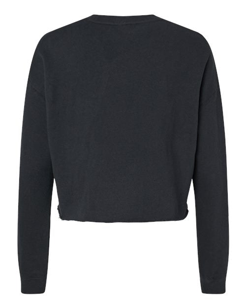 Women's Lightweight Crop Crewneck Sweatshirt - Black Back