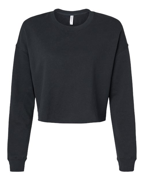 Women's Lightweight Crop Crewneck Sweatshirt - Black Front