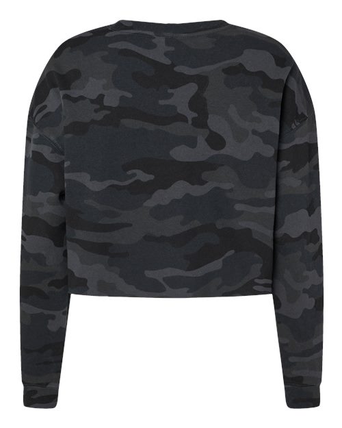 Women's Lightweight Crop Crewneck Sweatshirt - Black Camo Back