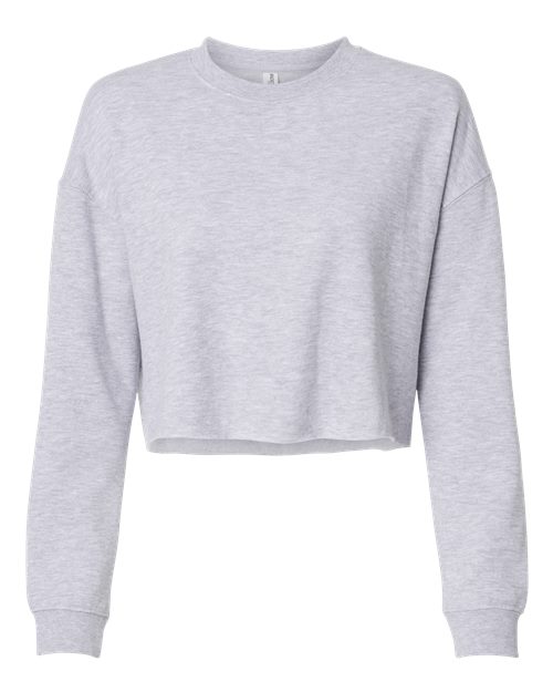 Women's Lightweight Crop Crewneck Sweatshirt - Grey Heather Front