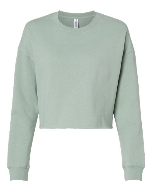 Women's Lightweight Crop Crewneck Sweatshirt - Sage Front