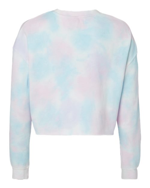 Women's Lightweight Crop Crewneck Sweatshirt - Tie Dye Cotton Candy Back