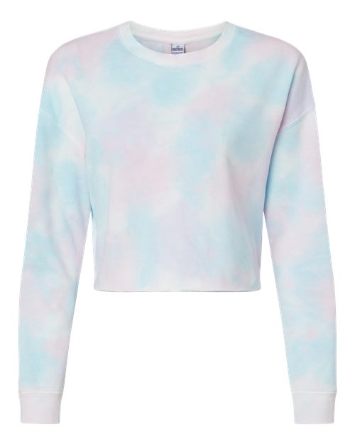 Women's Lightweight Crop Crewneck Sweatshirt - Tie Dye Cotton Candy Front