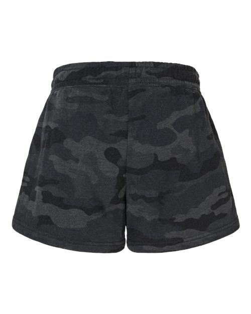 Women’s Lightweight California Wave Wash Fleece Shorts - Black Camo Heather Back