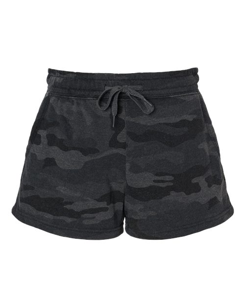 Women’s Lightweight California Wave Wash Fleece Shorts - Black Camo Heather Front