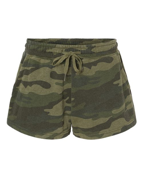 Women’s Lightweight California Wave Wash Fleece Shorts - Forest Camo Heather Front