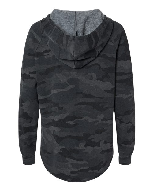 Women’s Lightweight California Wave Wash Hooded Sweatshirt - Black Camo Heather Back
