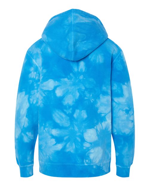 Youth Midweight Tie-Dyed Hooded Sweatshirt - Tie Dye Aqua Blue Back