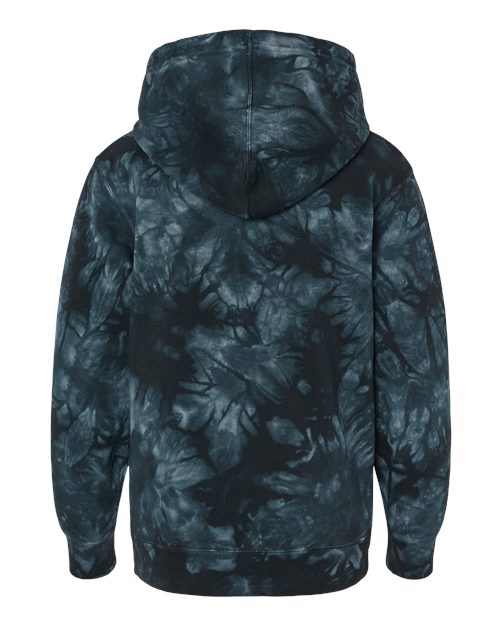 Youth Midweight Tie-Dyed Hooded Sweatshirt - Tie Dye Black Back