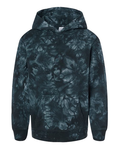 Youth Midweight Tie-Dyed Hooded Sweatshirt - Tie Dye Black Front