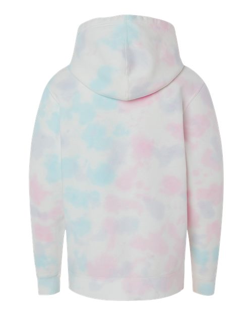 Youth Midweight Tie-Dyed Hooded Sweatshirt - Tie Dye Cotton Candy Back