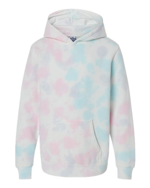 Youth Midweight Tie-Dyed Hooded Sweatshirt - Tie Dye Cotton Candy Front