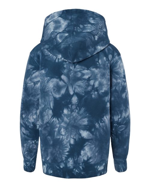 Youth Midweight Tie-Dyed Hooded Sweatshirt - Tie Dye Navy Back