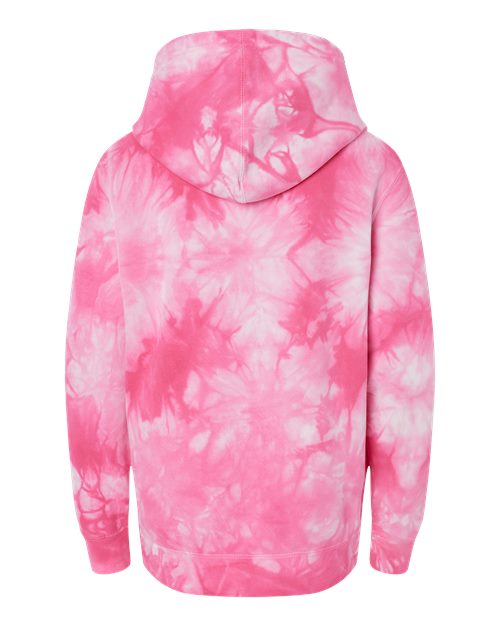 Youth Midweight Tie-Dyed Hooded Sweatshirt - Tie Dye Pink Back