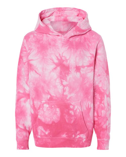 Youth Midweight Tie-Dyed Hooded Sweatshirt - Tie Dye Pink Front